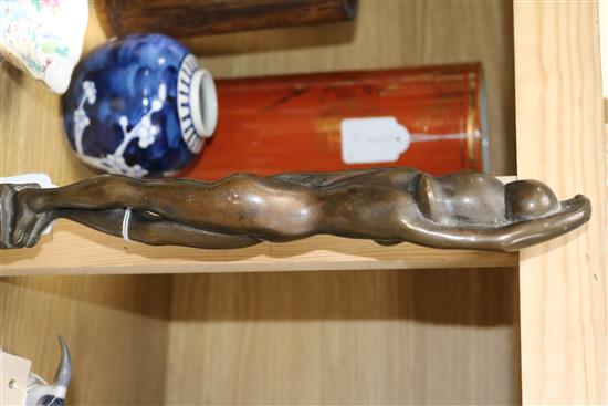 A figurative bronze of an African lady, signed John Skelton, 2/10, dated 1980, height 35cm